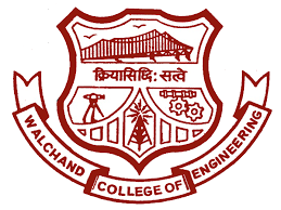 College crest of Walchand College of Engineering: shield with a bridge, gears, and torch, wrapped by a ribbon bearing the college name.