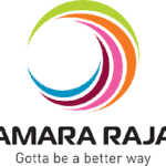 Amara Raja logo: multicolored circular swirl with the 'AMARA RAJA' wordmark and the slogan 'Gotta be a better way'