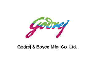 Godrej logo in a colorful gradient script with the words 'Godrej & Boyce Mfg. Co. Ltd.' beneath.