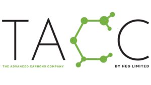 Logo for TAC—The Advanced Carbons Company—featuring a black 'TAC' wordmark with a green molecular graph motif