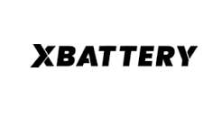 XBATTERY wordmark logo in bold, italicized black type on white background