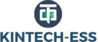 KINTECH-ESS logo: dark blue circle with white stylized monogram and a green accent, plus bold blue text 'KINTECH-ESS'